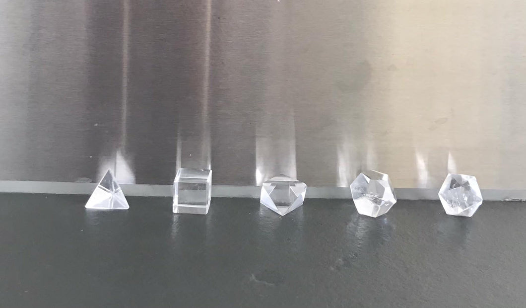 Platonische Körper – Kristallsteine ​​– 5 Elemente als Kristalle – Feng Shui-Produkt