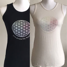 Load image into Gallery viewer, Tank Top Bamboo White, Blue, Black - Love around the World Collection- Flower of Life